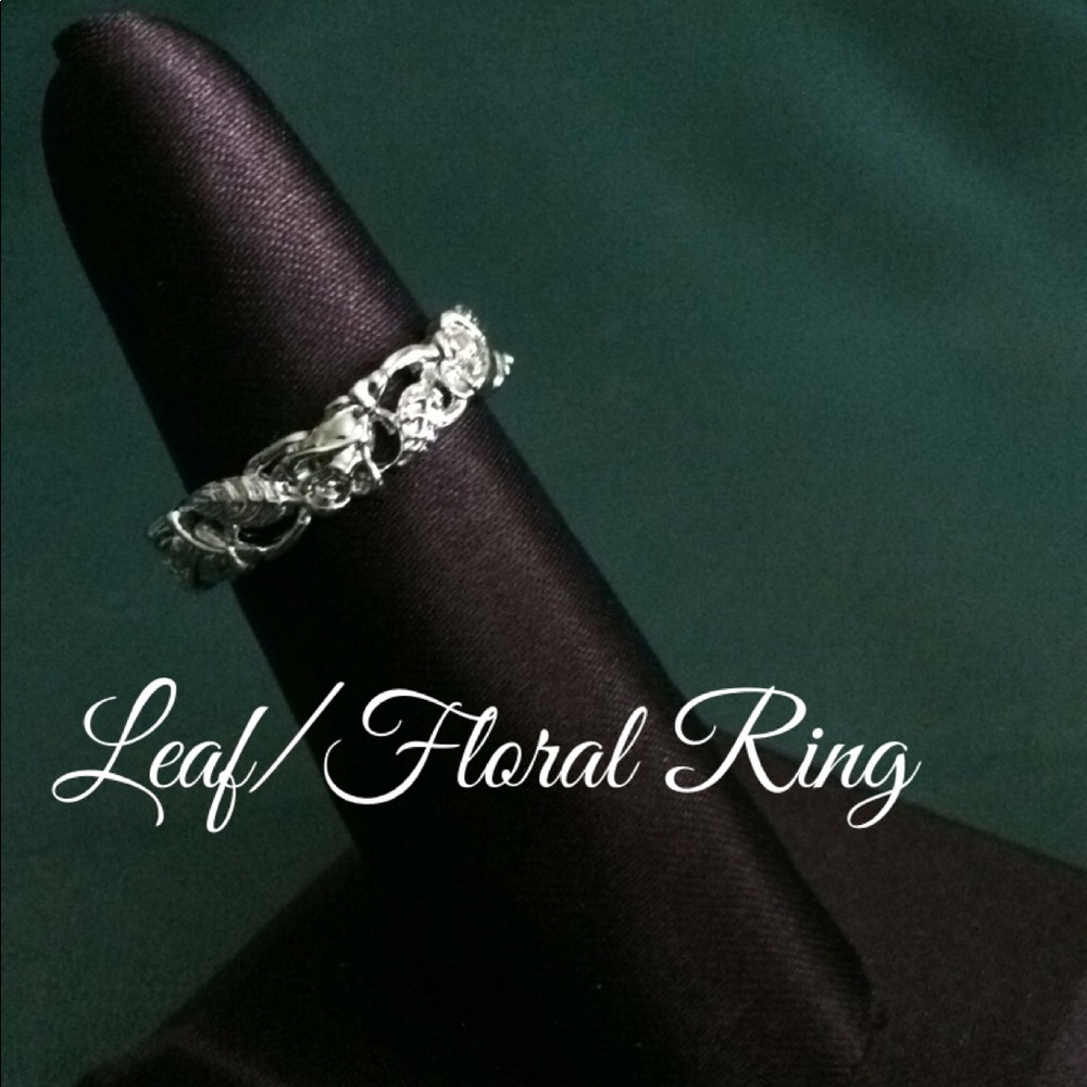 🆕Vintage 925 Silver Leaf Floral Ring⭐️